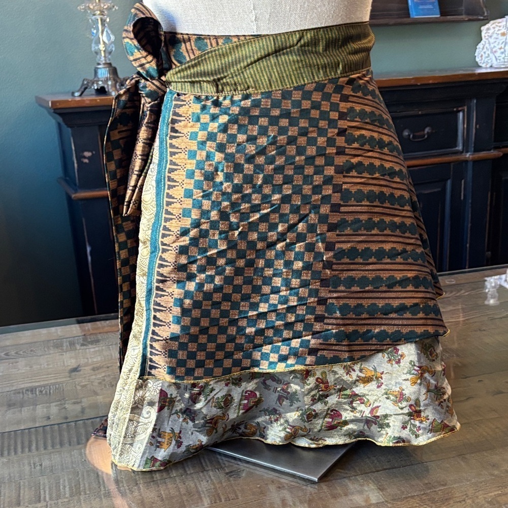 Vintage wrap 2 layer India style skirt
